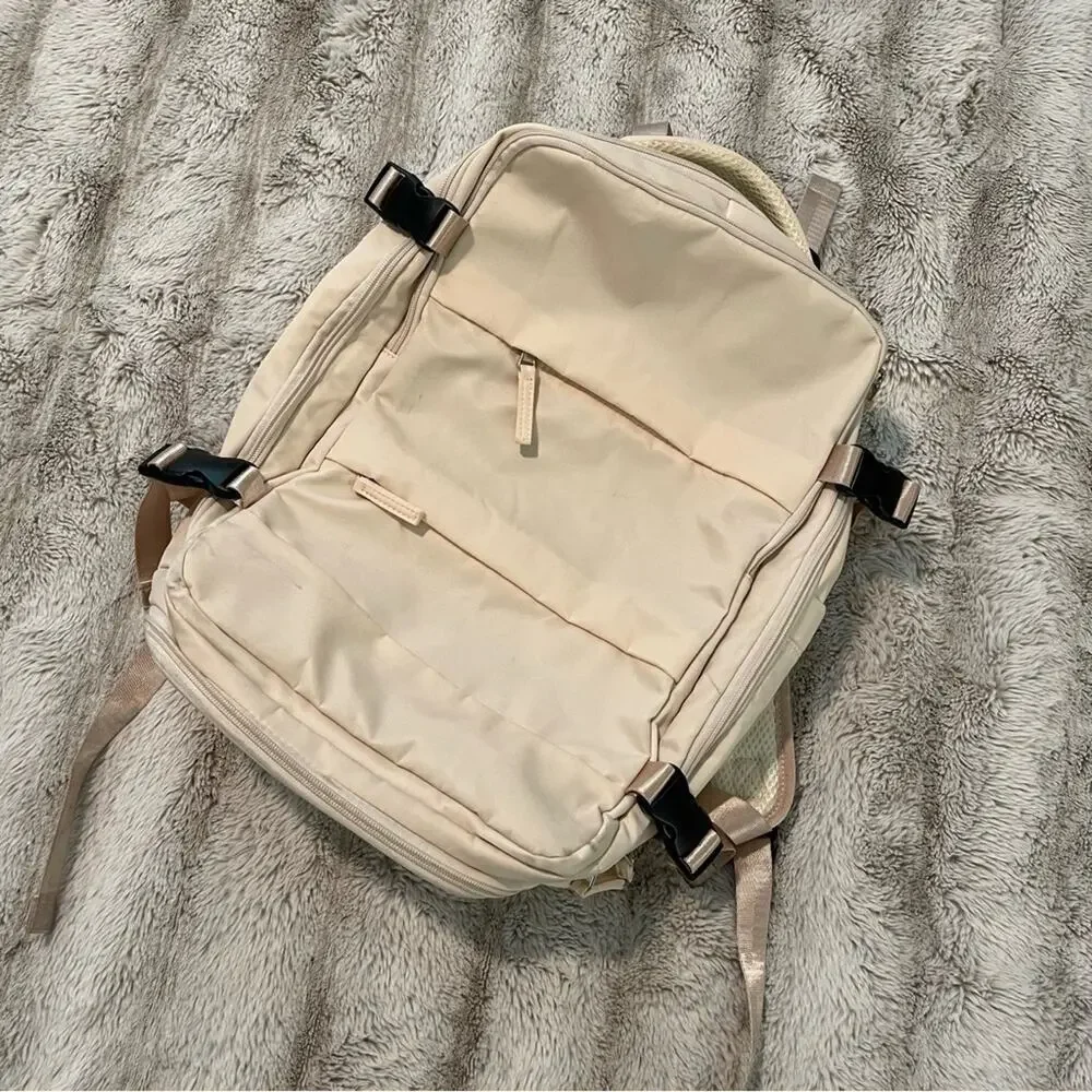 Boutique Beige Cream Travel Multi Compartment Carry‎ On Backpack